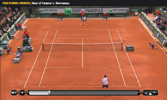 Federer Benneteau Roland Garros 2013 highlights